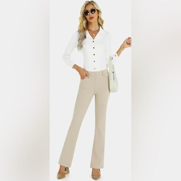 Stelle Dune Boot-Cut Dress Pants | XXS 30” Inseam | Beige Work Slacks - Picture 2 of 9